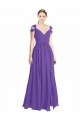 Roxo Amor Mangas Curtas Lombar Linha A Vestidos de Madrinha Online
