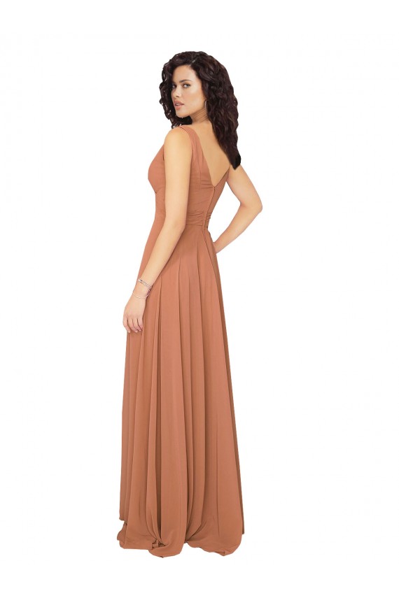 Sábio Decote V Sem Mangas Costas em V Linha A Vestidos de Festa / Vestidos de Madrinha Online