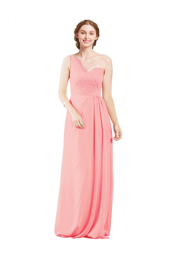 Salmão Amor Sem Mangas Linha A Vestidos de Madrinha Online