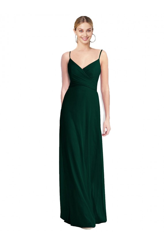 Sempre Verde Decote V Sem Mangas Lombar Linha A Vestidos de Madrinha Online