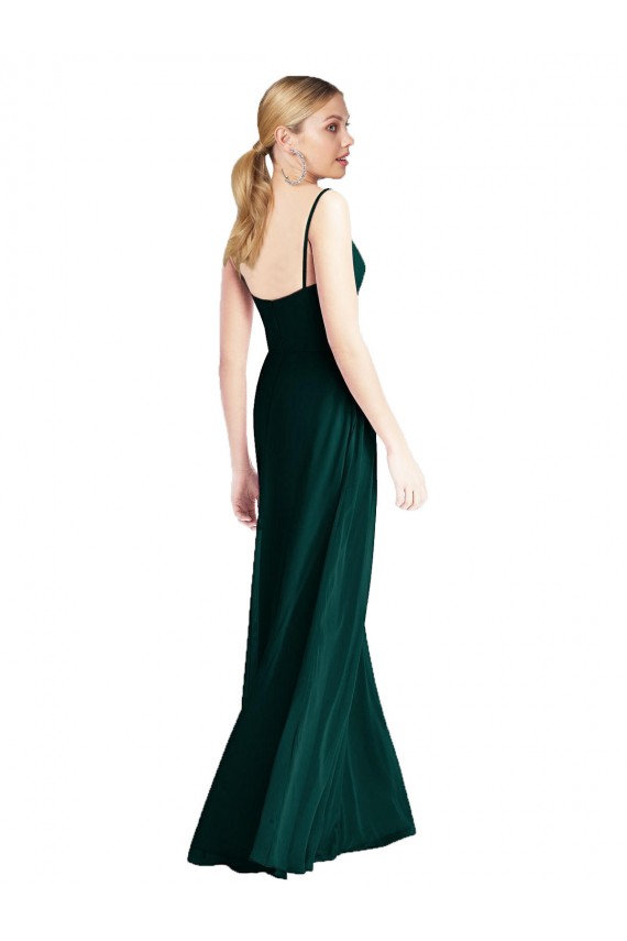 Sempre Verde Decote V Sem Mangas Lombar Linha A Vestidos de Madrinha Online