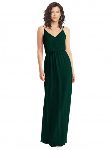 Sempre Verde Decote V Sem Mangas Lombar Linha A Longo Vestidos de Madrinha Online