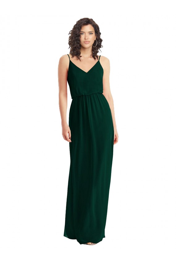 Sempre Verde Decote V Sem Mangas Lombar Linha A Longo Vestidos de Madrinha Online