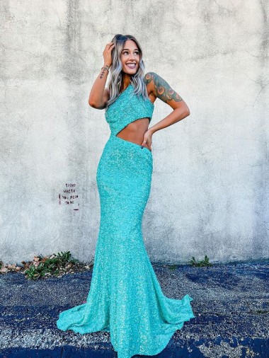 Um Ombro Sem Mangas Sereia Vestidos de Festa Online
