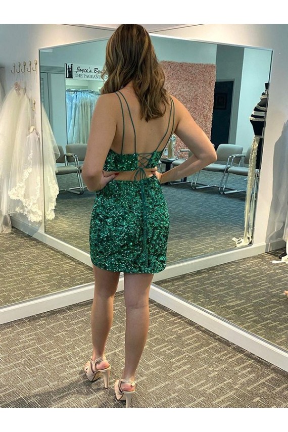 Trevo Verde Decote V Sem Mangas Bainha Vestidos de Festa Online