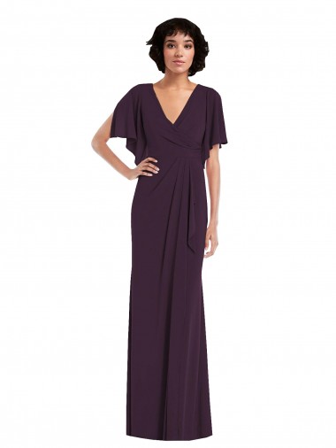 Uva Decote V Mangas Esvoaçantes, Mangas Divididas Bainha Vestidos de Madrinha / Vestidos de Noite / Vestidos de Festa Online