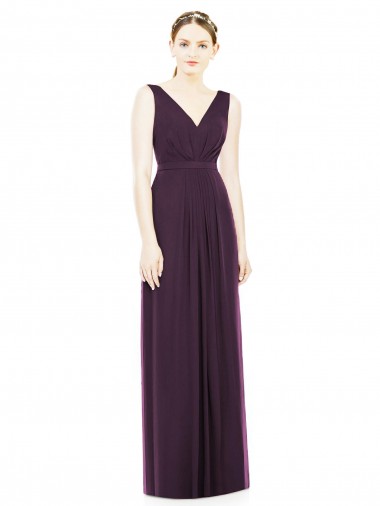 Uva Decote V Sem Mangas Linha A Vestido de Madrinha / Vestido de Noite Online