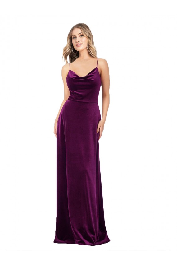 Uva Decote V Sem Mangas Criss Cruz Linha A Vestidos de Madrinha / Vestidos de Noite / Vestidos de Festa Online