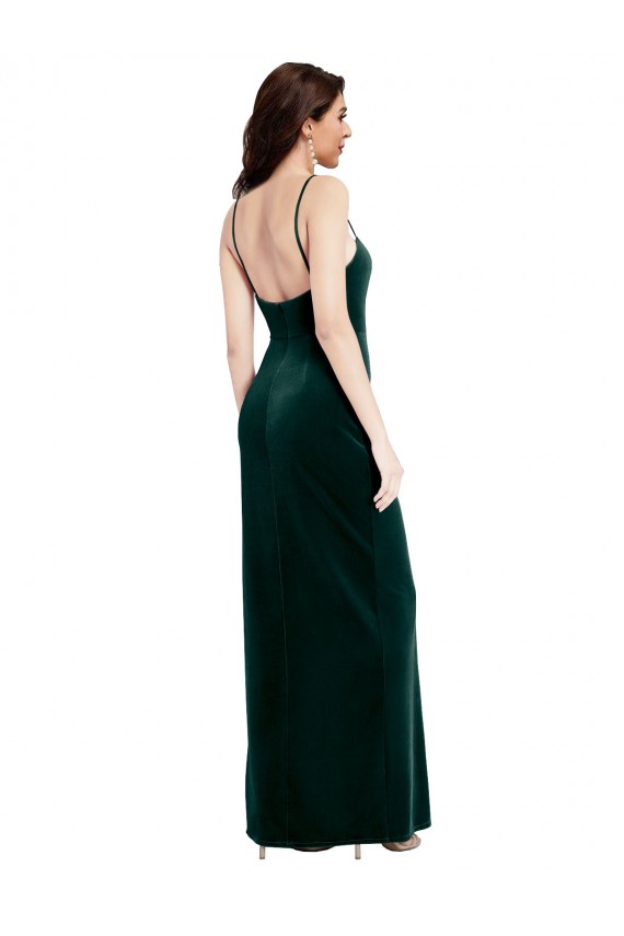 Verde Escuro Decote Quadrado Sem Mangas Lombar Bainha Vestidos de Madrinha / Vestidos de Festa Online