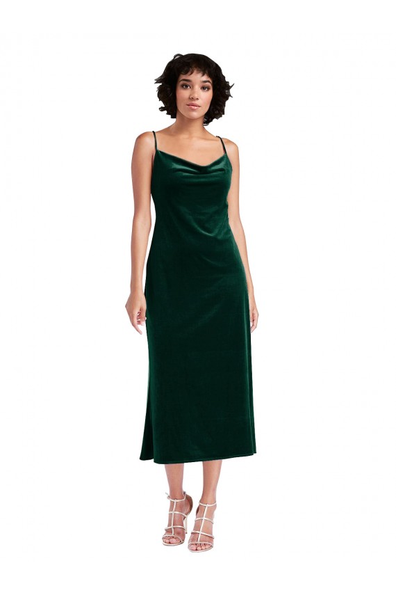 Verde Escuro Decote Capuz Sem Mangas Criss Cruz Bainha Curto Vestidos de Madrinha / Vestidos de Noite / Vestidos de Festa Online
