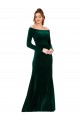 Verde Escuro Fora do Ombro Mangas Compridas Bainha Vestidos de Madrinha / Vestidos de Noite / Vestidos de Festa Online