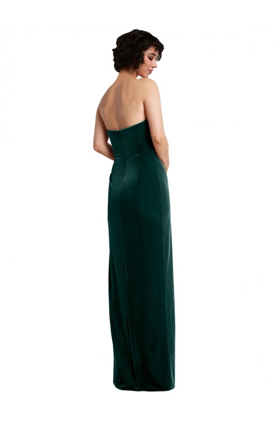 Verde Escuro Sem alças Sem Mangas Lombar Bainha Vestidos de Madrinha / Vestidos de Noite / Vestidos de Festa Online