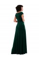 Verde Escuro Decote Capuz Mangas Curtas Linha A Vestidos de Madrinha / Vestidos de Festa Online