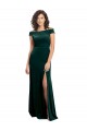 Verde Escuro Decote Quadrado Mangas Curtas Linha A Vestidos de Madrinha / Vestidos de Noite / Vestidos de Festa Online