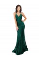 Verde Escuro Decote V Sem Mangas Abrir de volta Sereia Vestidos de Madrinha / Vestidos de Festa Online