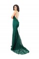 Verde Escuro Decote V Sem Mangas Abrir de volta Sereia Vestidos de Madrinha / Vestidos de Festa Online