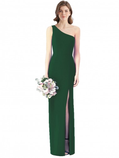 Verde Escuro Um Ombro Sem Mangas Trombeta Vestidos de Madrinha Online
