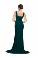 Verde Meia-Noite Decote Quadrado Sem Mangas Bainha Vestidos de Madrinha / Vestidos de Festa Online