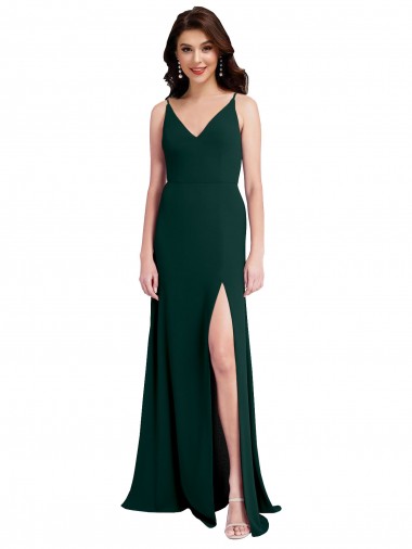 Verde Meia-Noite Decote V Sem Mangas Costas em V Linha A Vestidos de Madrinha / Vestidos de Noite / Vestidos de Festa Online