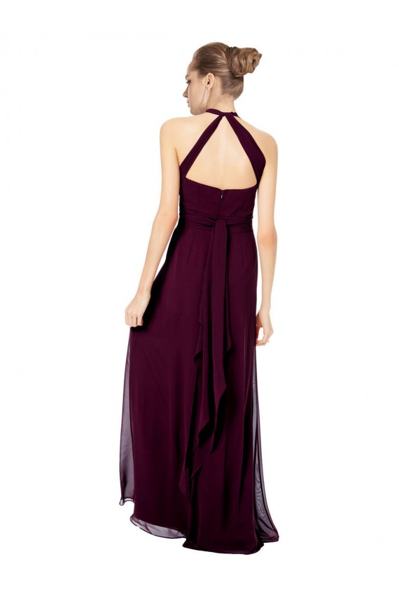 Verde Meia-Noite Cabeçada Sem Mangas Twist Back Linha A Vestidos de Madrinha Online
