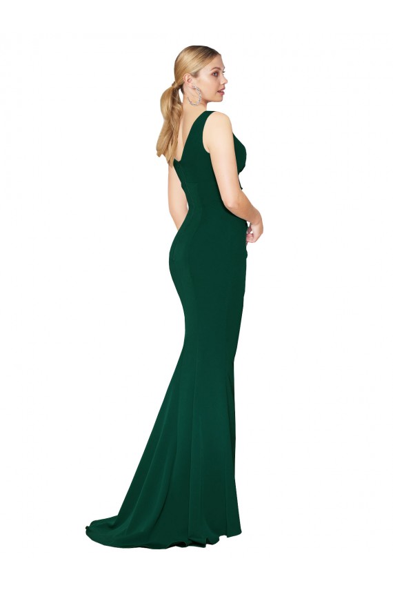 Verde Meia-Noite Decote Alto Sem Mangas Sereia Longo Vestidos de Madrinha / Vestidos de Noite / Vestidos de Festa Online