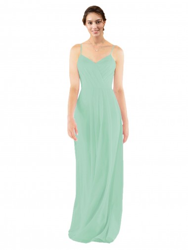 Verde Menta Decote V Sem Mangas Buraco da fechadura Bainha Vestidos de Madrinha Online