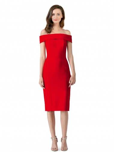 Vermelho Fora do Ombro Sem Mangas Bainha Vestidos de Madrinha / Vestidos de Noite / Vestidos de Festa Online