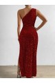 Vermelho Um Ombro Sem Mangas Bainha Vestidos de Festa Online