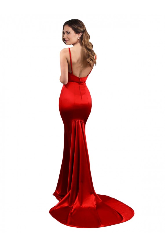 Vermelho Amor Sem Mangas Lombar Sereia Vestidos de Madrinha / Vestidos de Baile / Vestidos de Festa Online