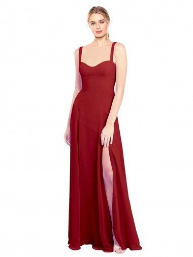 Vermelho Amor Sem Mangas Linha A Vestidos de Madrinha Online