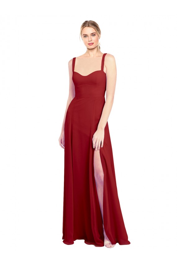 Vermelho Amor Sem Mangas Linha A Vestidos de Madrinha Online