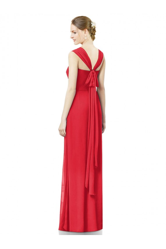 Vermelho Amor Mangas Curtas Linha A Vestidos de Madrinha Online
