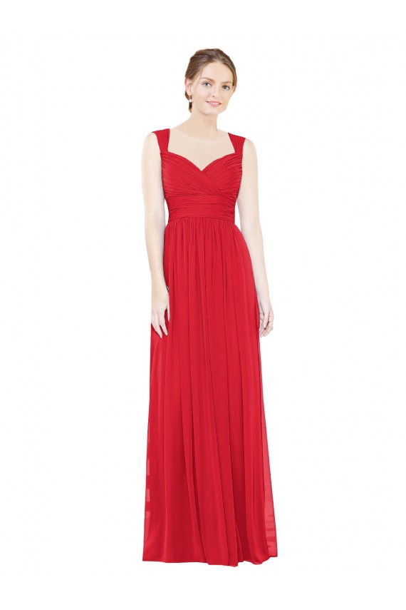Vermelho Amor Sem Mangas Linha A Vestidos de Madrinha / Vestidos de Baile Online