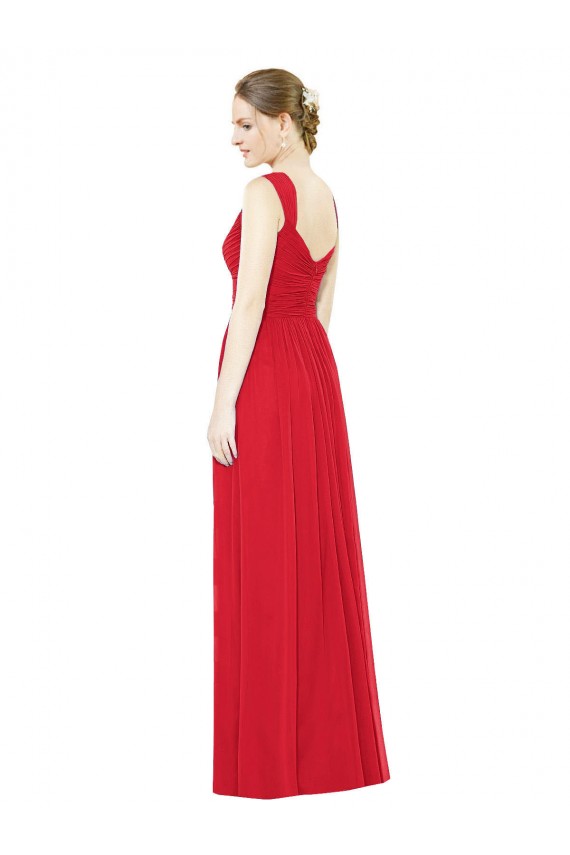 Vermelho Amor Sem Mangas Linha A Vestidos de Madrinha / Vestidos de Baile Online