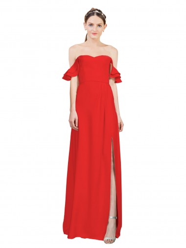 Vermelho Amor Sem Mangas Linha A Vestidos de Madrinha / Vestidos de Noite Online