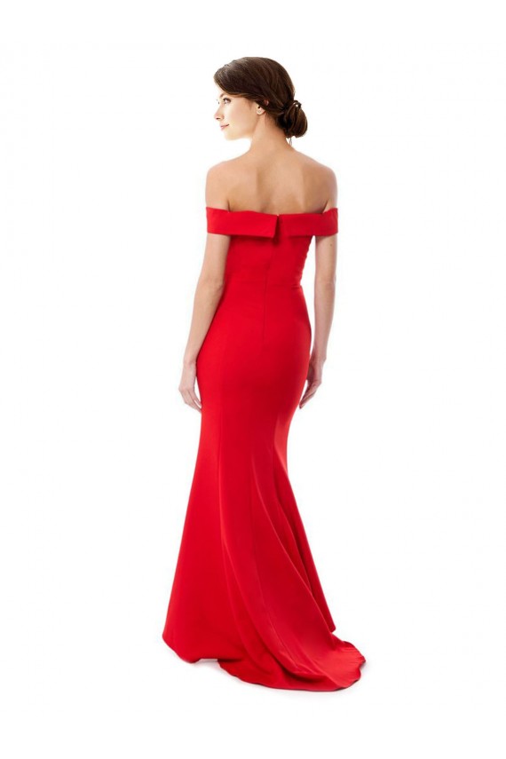 Vermelho Decote Alto Sem Mangas Sereia Vestidos de Madrinha / Vestidos de Festa Online