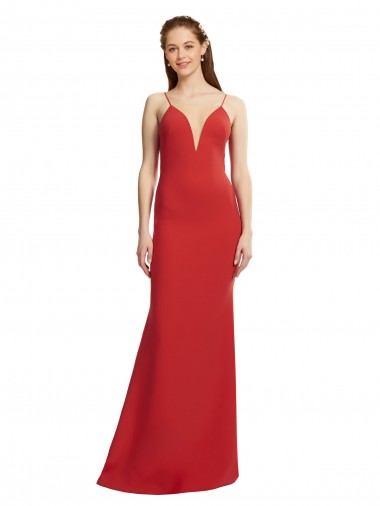 Vermelho Decote V Sem Mangas Abrir de volta Sereia Vestidos de Madrinha / Vestidos de Noite / Vestidos de Festa Online