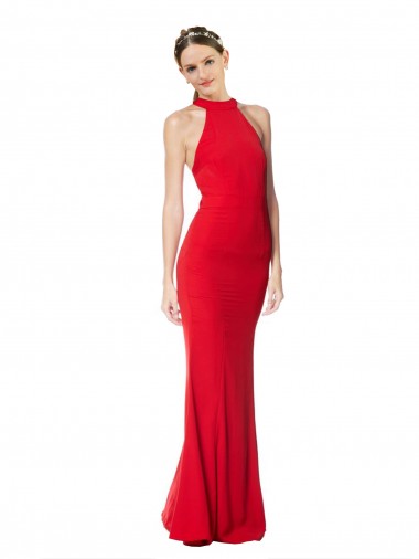 Vermelho Decote Alto Sem Mangas Sereia Vestidos de Noite / Vestidos de Festa Online