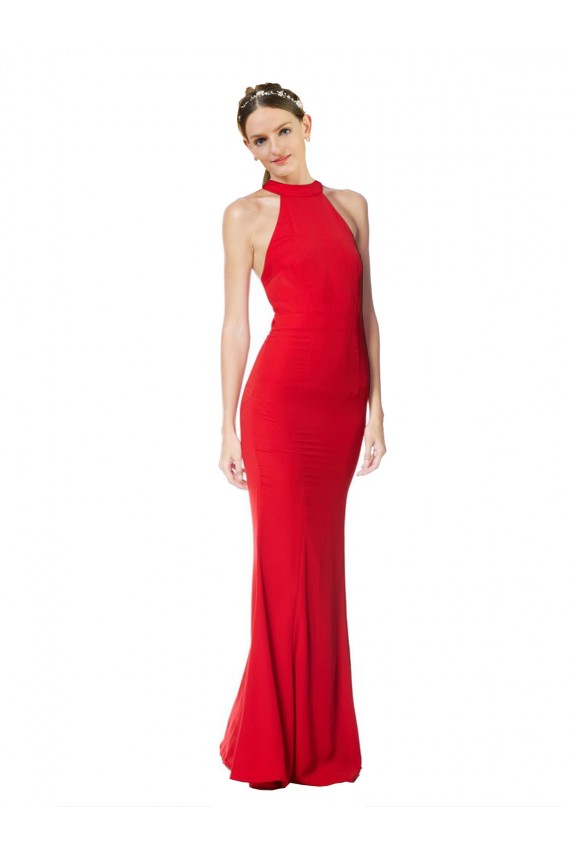 Vermelho Decote Alto Sem Mangas Sereia Vestidos de Noite / Vestidos de Festa Online