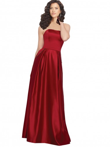 Vermelho Escuro Sem alças Sem Mangas Linha A Vestidos de Madrinha / Vestidos de Festa Online