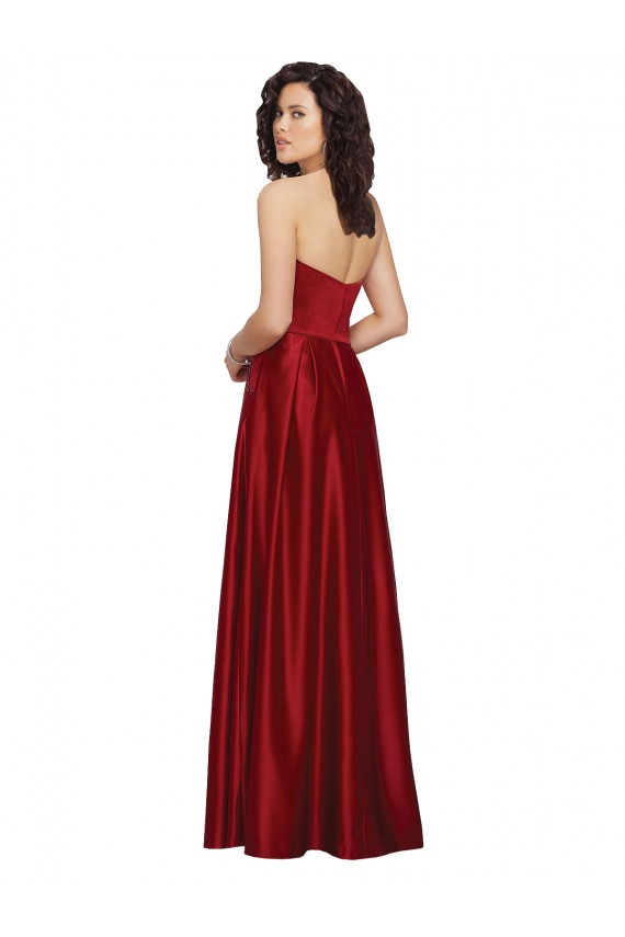 Vermelho Escuro Sem alças Sem Mangas Linha A Vestidos de Madrinha / Vestidos de Festa Online
