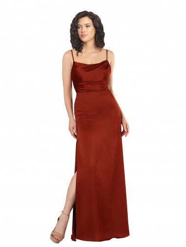 Vermelho Decote Quadrado Sem Mangas Lombar Linha A Vestidos de Madrinha / Vestidos de Noite / Vestidos de Festa Online