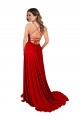Vermelho Decote Quadrado Sem Mangas Criss Cruz Linha A Vestidos de Madrinha / Vestidos de Festa Online