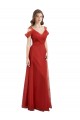 Vermelho Amor Ombro Frio Costas em V Linha A Vestidos de Madrinha Online