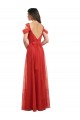 Vermelho Amor Ombro Frio Costas em V Linha A Vestidos de Madrinha Online