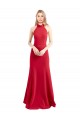 Vermelho Decote Alto Sem Mangas Abrir de volta Linha A Vestidos de Madrinha / Vestidos de Noite / Vestidos de Festa Online