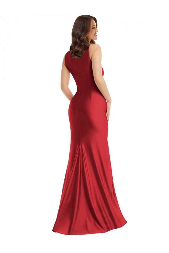 Vermelho Decote Quadrado Sem Mangas Sereia Vestidos de Madrinha / Vestidos de Noite / Vestidos de Festa Online