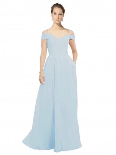 Vidro Marinho Fora do Ombro Sem Mangas Linha A Vestidos de Madrinha / Vestidos de Baile Online
