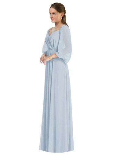 Vidro Marinho Amor Mangas Bispo, Mangas Bufantes Linha A Vestidos de Madrinha / Vestidos de Noite Online