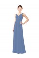 Windsor Azul Decote V Sem Mangas Bainha Vestidos de Madrinha Online
